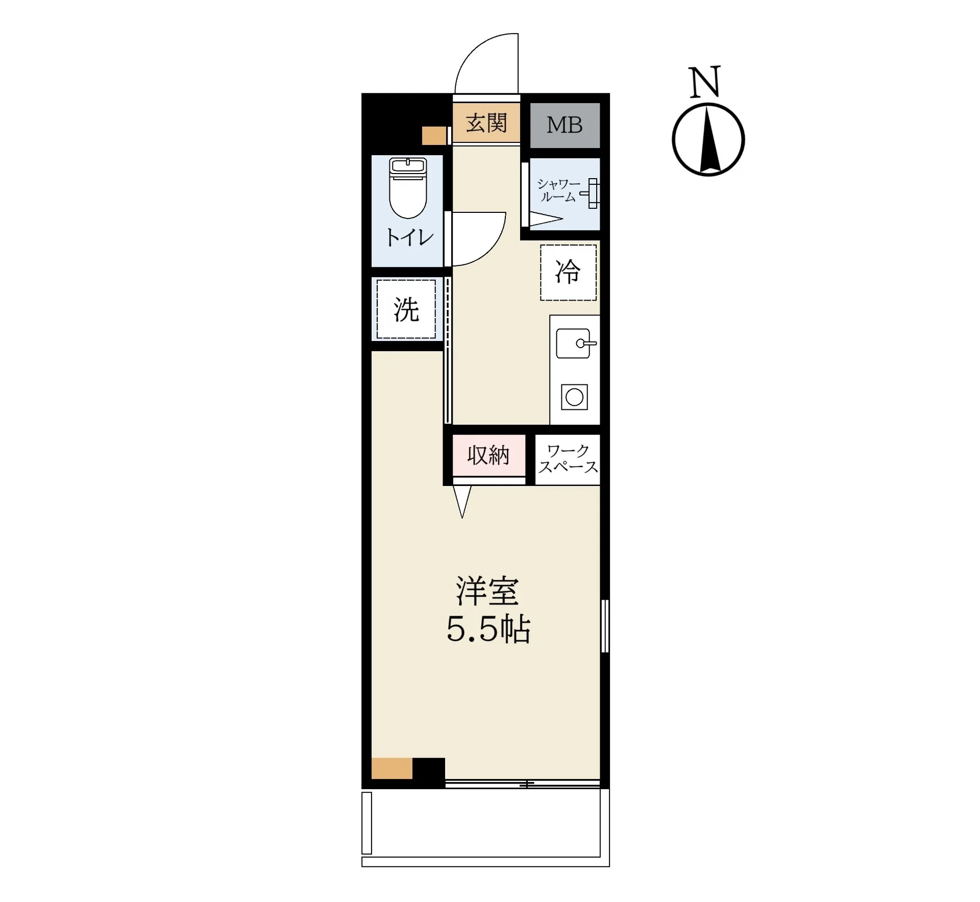 キッチンスペースと居住スペースを分けました。